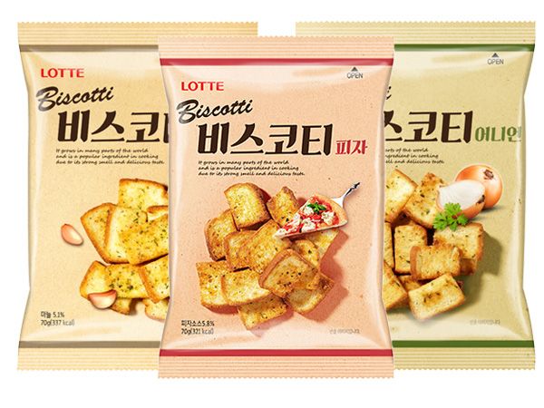 LOTTE 樂天~大蒜／洋蔥／披薩口味 麵包餅(70g) 款式可選