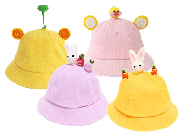 萌噠噠燈絨芯薄款兒童漁夫帽(1入) 款式可選