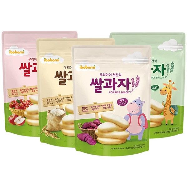 韓國ibobomi~嬰兒米餅(30g) 蘋果／菠菜／原味／紫薯／藍莓 款式可選 
