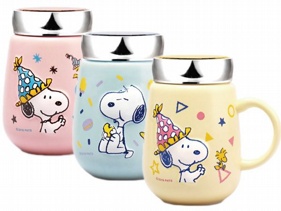 Snoopy 史努比~小時光浮雕陶瓷蓋杯550ml(1入) 款式可選