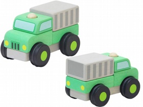 mentari 木製玩具~立體積木回收車1入(嬰幼兒益智拼圖)