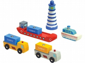 mentari 木製玩具~碼頭運輸軌道配件(主題火車遊戲) 1組入
