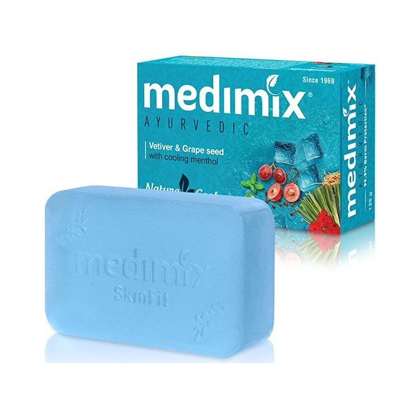 印度MEDIMIX~藍寶石沁涼美肌皂125g(岩蘭草&葡萄籽)