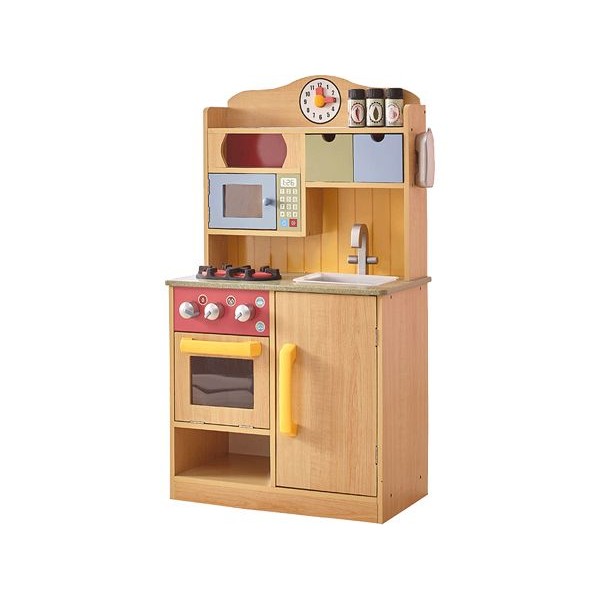 Teamson~小廚師佛羅倫斯木製廚房玩具-木色 (中型玩具廚房) TD-11708A+TK-M00001(1入) </br>加贈11件鍋具組