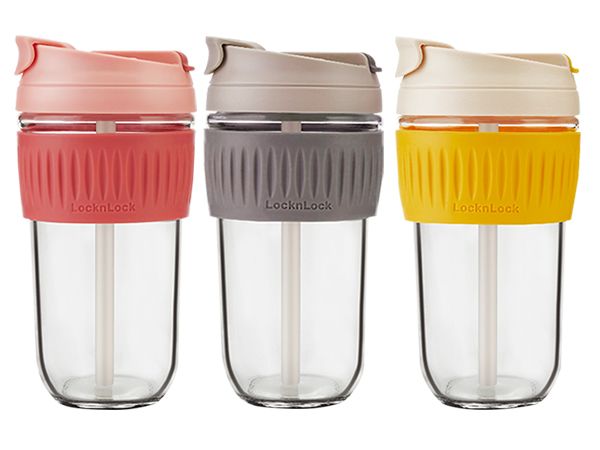 LOCK & LOCK 樂扣樂扣~清新耐熱玻璃兩用隨行杯(附吸管)500ml 款式可選