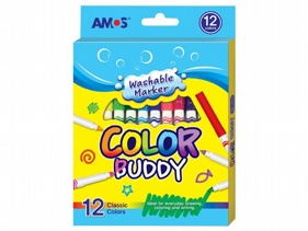 韓國 AMOS~12色細款可水洗彩色筆(12支入)