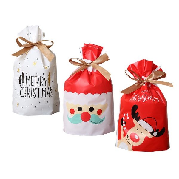 聖誕節禮物包裝抽繩袋(50入)紅鼻子小鹿／聖誕老人／金色聖誕 款式可選