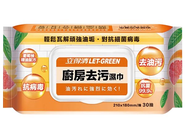 LET-GREEN 立得清~廚房去污濕巾(30抽)