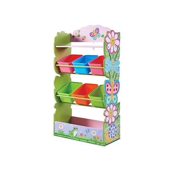 Teamson~魔法花園玩具4層收納架 附6個收納盒(收納架)TD-12710A(1入)