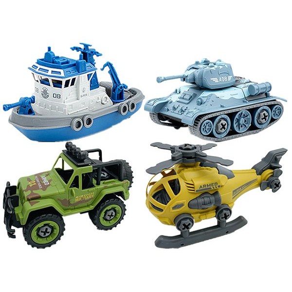 Rinmax~拆裝玩具 軍事系列組合(直升機／越野車／坦克／戰艦)1組入