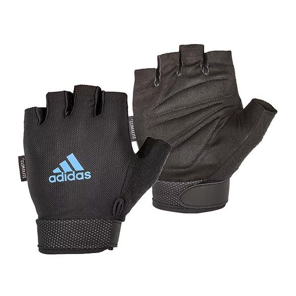 Adidas 愛迪達~可調式透氣短指訓練手套1雙入(藍LOGO) 款式可選