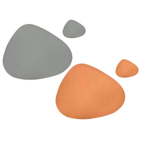 簡約皮革隔熱餐墊(三角圓+杯墊)1組入 淺灰／橘色 款式可選