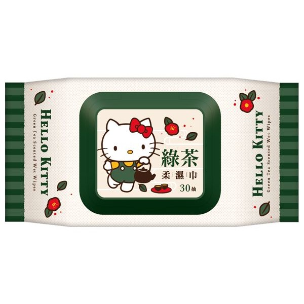 Hello Kitty~綠茶香氛柔濕巾(30抽)加蓋