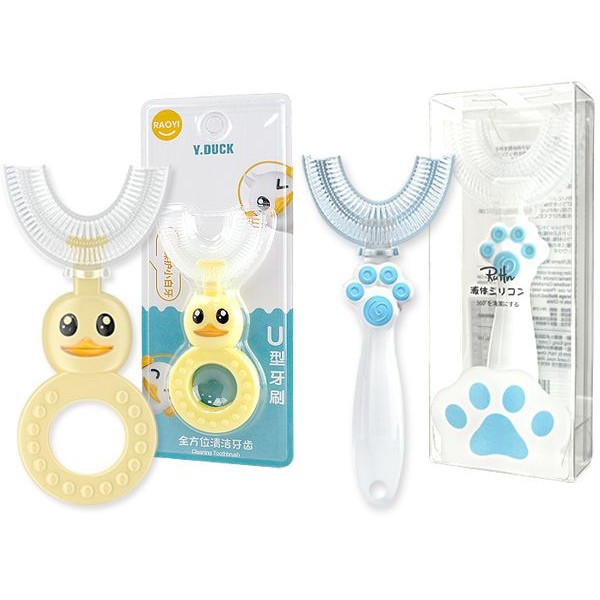 U型硅膠嬰幼牙刷(1支入) RAOYI／貓爪 款式可選／顏色隨機