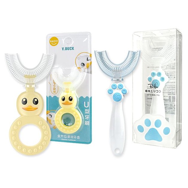 U型硅膠嬰幼牙刷(1支入) RAOYI／貓爪 款式可選／顏色隨機
