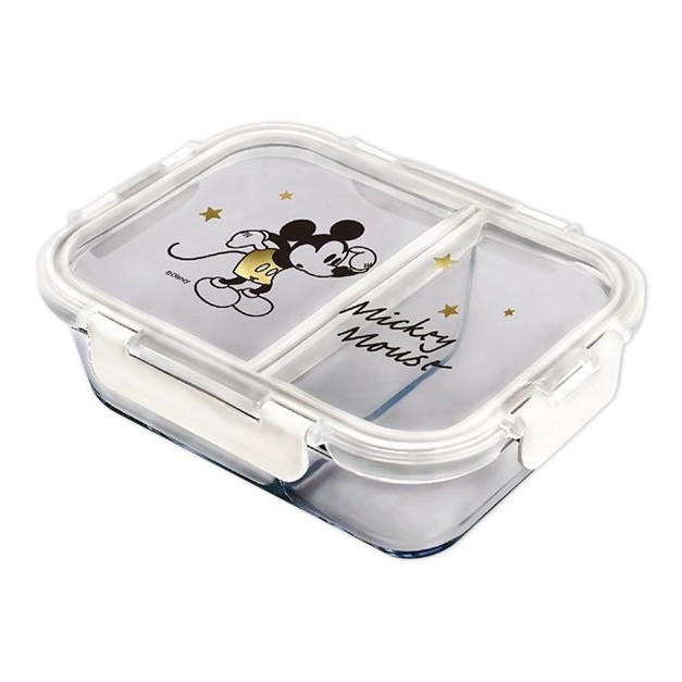 Disney 迪士尼~經典米奇 分隔耐熱玻璃保鮮盒
