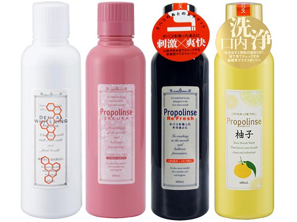 日本 Propolinse~蜂膠潔白／柚子蜂膠／櫻花蜂膠／勁涼黑哈煙專用蜂膠 漱口水(600ml) 款式可選