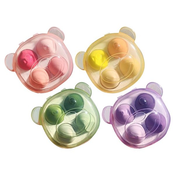 小熊盒裝水滴型美妝蛋(4入套組) 款式可選 粉撲