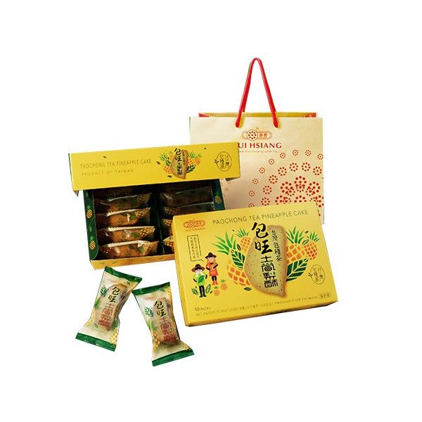 惠香~臺灣造型包種茶包旺土鳳梨酥禮盒350g(10入)附提袋