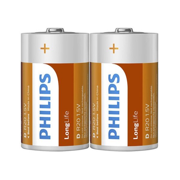 PHILIPS 飛利浦~Long Life碳鋅1號電池(2入)