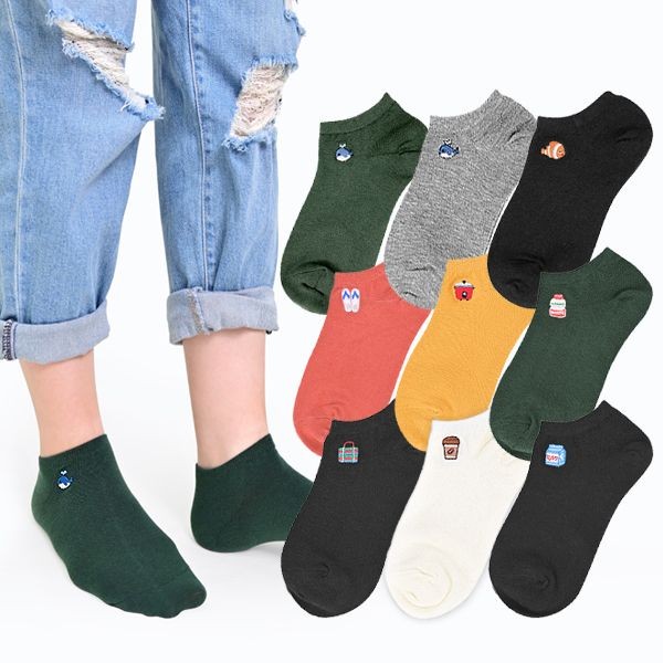 百搭刺繡船型襪／船形刺繡襪(22-24cm)1雙入 船型襪 款式可選  MIT台灣製