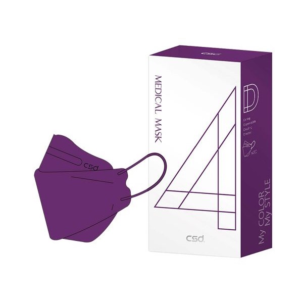 CSD 中衛~成人4D立體醫用口罩(20片入)-炫霓紫(20片入／盒)