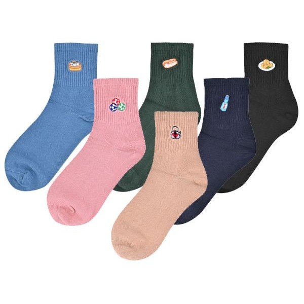 VOLA 維菈織品~百搭1／2刺繡襪(22-24cm)1雙入 1／2短筒襪 款式可選 台灣製