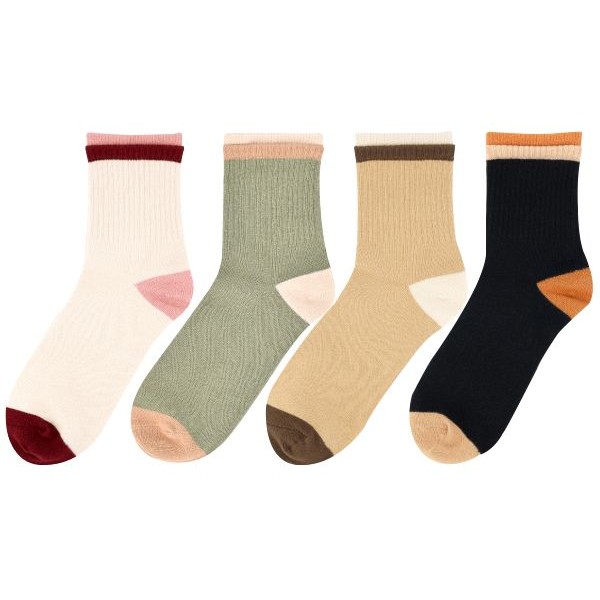 VOLA 維菈織品~百搭撞色雙層長襪(22-26cm)1雙入 4／4長襪 款式可選 台灣製