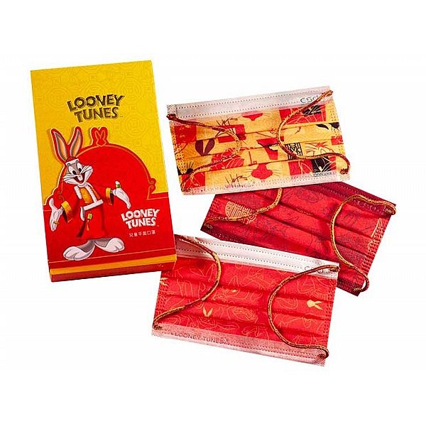 CSD 中衛~平面拋棄式兒童口罩(15片／盒)Looney tunes新年款