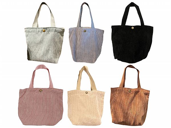 燈芯絨純色手提袋(1入) 款式可選