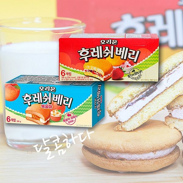 韓國 好麗友~草莓夾心蛋糕／水蜜桃夾心蛋糕(168g) 款式可選