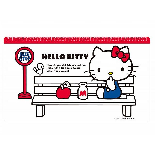 御衣坊~Hello Kitty軟Q透明桌墊52x30cm(紅色公車站)1入 三麗鷗Sanrio授權