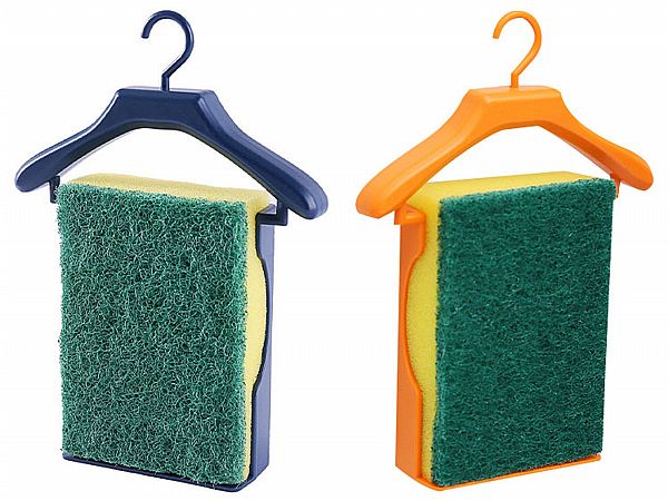 創意衣架造型洗碗海綿掛架(1組入) 款式可選