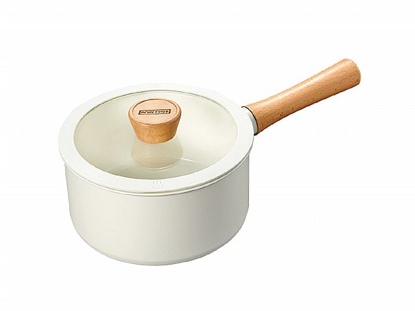 日式櫸木柄陶瓷不沾鍋(18cm奶鍋+鍋蓋)1入 ※限宅配