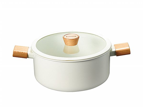 日式櫸木柄陶瓷不沾鍋(24cm湯鍋+鍋蓋)1入 ※限宅配