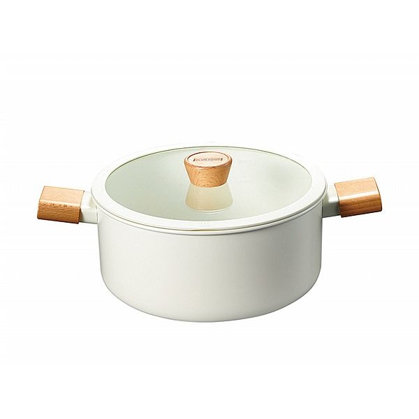 日式櫸木柄陶瓷不沾鍋(24cm湯鍋+鍋蓋)1入 ※限宅配