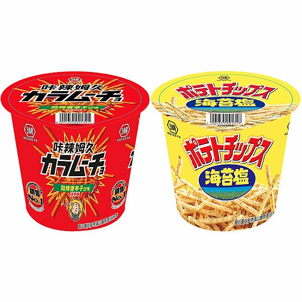 湖池屋~洋芋條(65g／杯裝) 咔辣姆久-勁辣唐辛子口味／海苔塩口味 款式可選