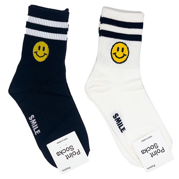 AMICA ~1146#笑臉橫條羅紋中筒襪(1雙入) 款式可選