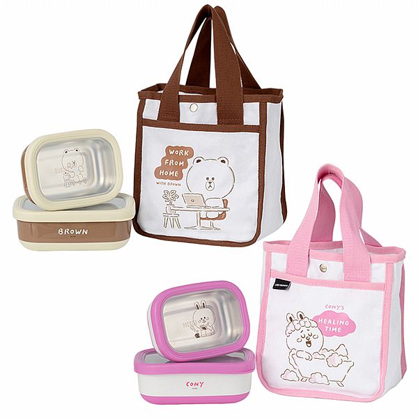 Hiromimi~LINE FRIENDS宅家手提不鏽鋼保鮮盒3件組 款式可選