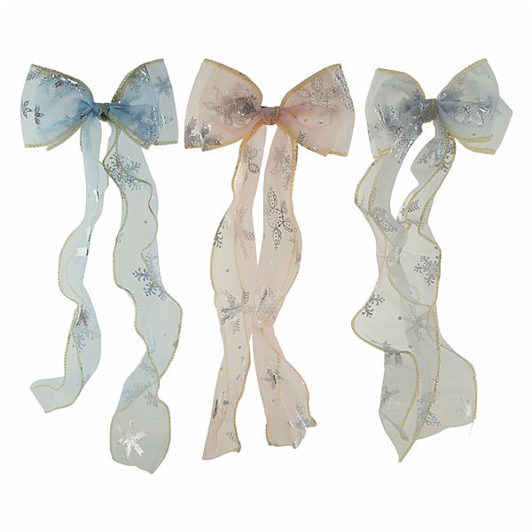 兒童蝴蝶結編髮髮帶／網紗飄帶 冰雪雪花款(1入) 款式可選