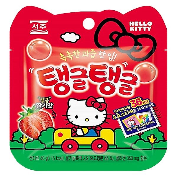 韓國 SEOJU~Q彈草莓風味軟糖(HelloKitty版)附貼紙(40g)