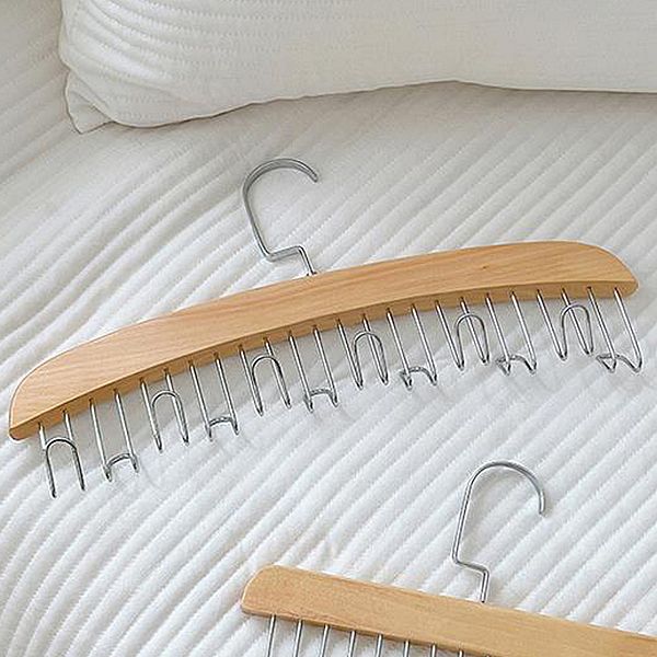 優惠款 原木色掛鉤衣架/小可愛收納衣架(雙排12勾) NG品