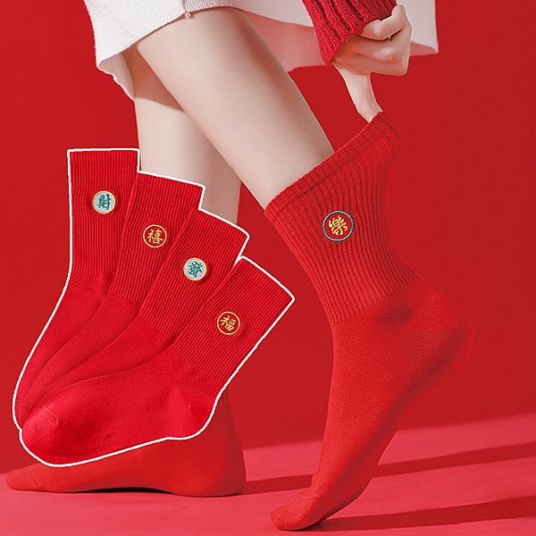 AMICA~94701#本命紅福系列中筒襪(1雙入) 款式可選