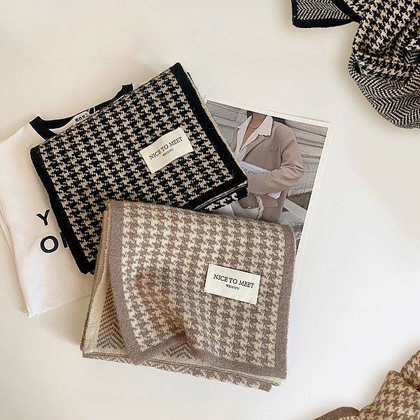 韓版雙面千鳥格紋百搭保暖圍巾(1入) 款式可選