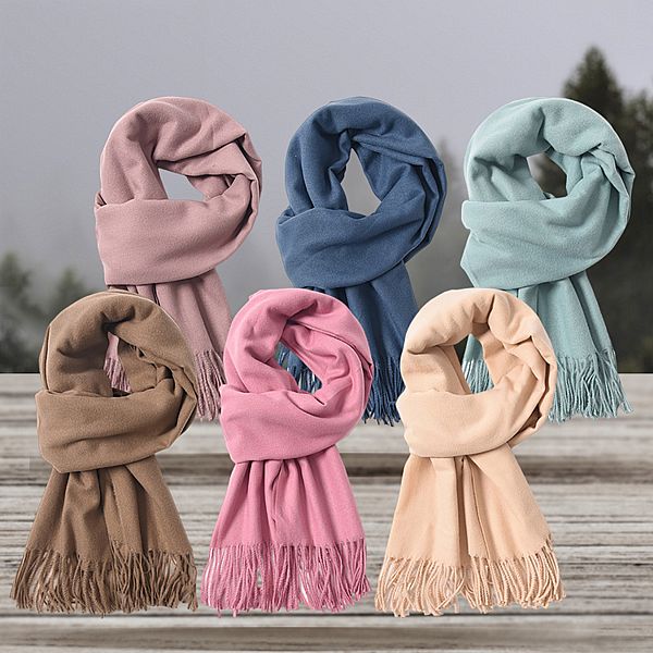 韓版仿羊絨保暖批肩圍巾(1入) 款式可選