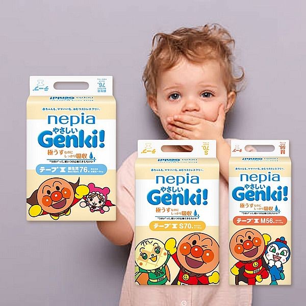 日本 Nepia~Genki王子麵包超人紙尿褲(黏貼型+贈單片x6片) 款式可選 "箱購"