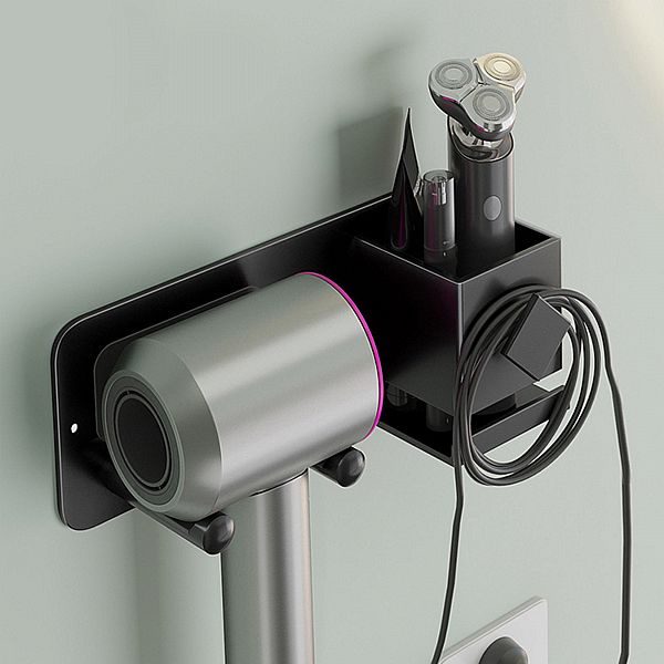 太空鋁壁掛式吹風機架+收納筒一體式 H706(1入) 款式可選