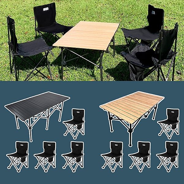 Besthot~戶外露營便攜式桌椅五件組(贈桌椅收納袋)1組入 款式可選