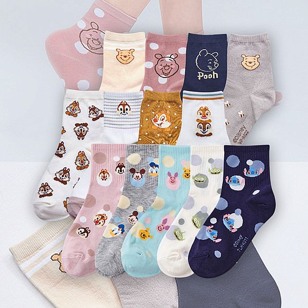 ONEDER 旺達棉品~迪士尼系列少女襪 繽紛款 ／維尼／奇奇蒂蒂(1雙入) 款式可選
