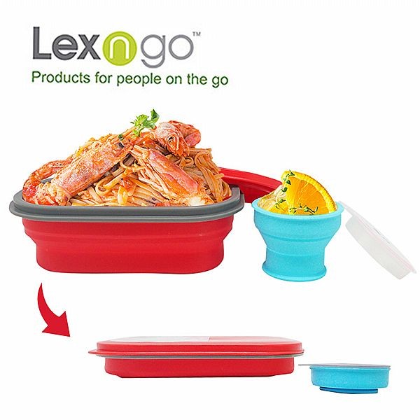 Lexngo~可折疊午餐組-小(580ml)紅